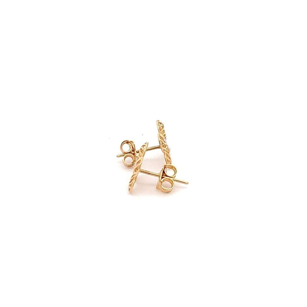 18K Gold Earrings Flower Yellow White 1.27 grams - Picture 9 of 11